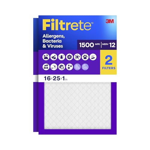 Filtrete 16x25x1 Air Filter, MERV 12, MPR 1500,...