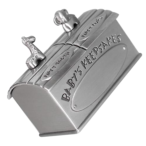 IWOWHERO Baby First Tooth Keepsake Box Chic Metal Storage Case for Boys and Girls Teeth Fetal Hair