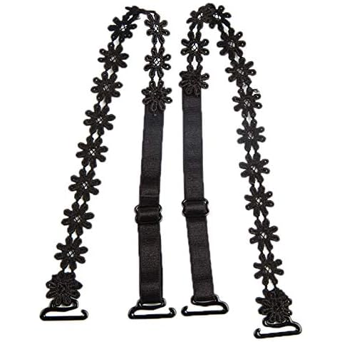 Aisoway Bra Straps Flower Lace Adjustable Underwear Bra Strap Replacement Shoulder Strap Black Cover