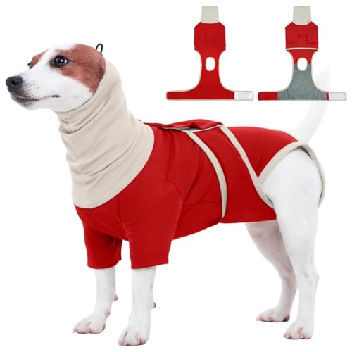 Image of FUAMEY Spay Suit for Female Dog, Neuter Cone Alternatives to Prevent Licking, Pet Surgery Recovery Suit, Turtleneck Onesie for Surgery Male Body Suit for Dogs After Surgery, Shih Tzu (Red, S)