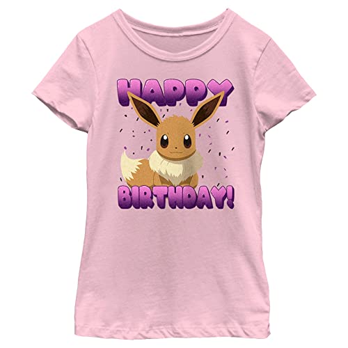 Image of Girls Pokemon Eevee Birthday Design Short Sleeve T-Shirt - Perfect Go Gift