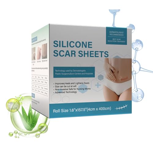 Cinta de silicona para cicatrices – Banda impermeable de 3,8 x 400 cm, tiras de silicona para cicatrices, adecuadas para quemaduras y heridas en la cara, cuerpo, cuello, frente, abdominoplastia
