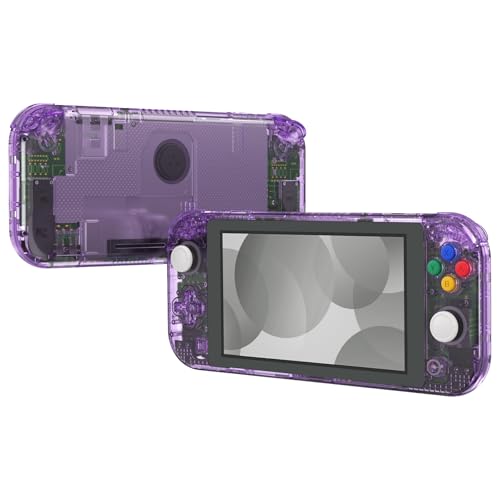Image of eXtremeRate Crystal Clear Atomic Purple DIY Replacement Shell for Nintendo Switch Lite, NSL Handheld Controller Housing w /Screen Protector, Custom Case Cover for Nintendo Switch Lite - No Controller