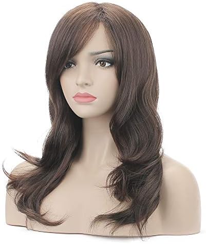 YOPO Brown Wigs Long Natural Straight Side Part Wig Natural Body Wave Synthetic Hair Wig for Women with Wig Cap(Long Natural Wave Brown Wig)