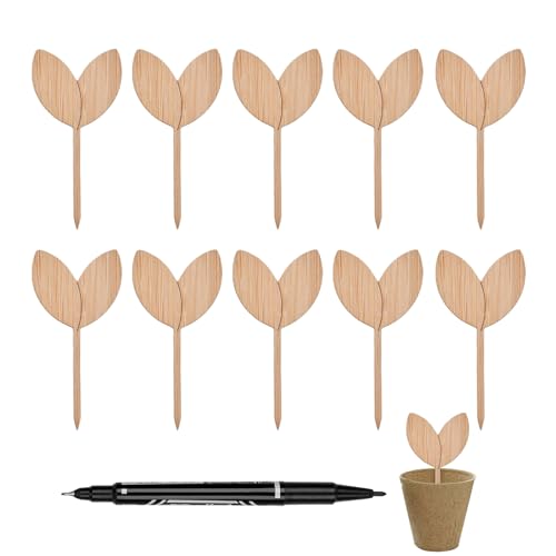 Etiquetas de plantas de jardín - Etiquetas de plantas de madera, marcadores de plantas de jardín con bolígrafo | Marcadores de plantas de madera con superficie lisa, estacas de plantas impermeables, e
