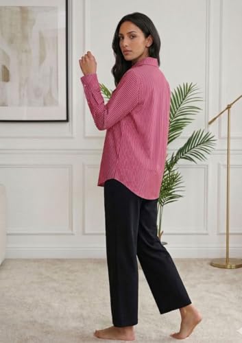 Image of OOMPH! Women Striped Smart Casual Shirt | Long Sleeve Casual & Office Wear | Comfortable, Breathable, Stylish Formal Top for Daily Work & Smart Casual Look