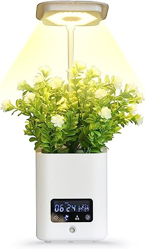 光を育てる 屋内植物用スマートプランター屋内ガーデンテーブルデスクランプ時計加湿器付きライトを育てる自動水耕栽培キットハーブ小さな植物用プランター