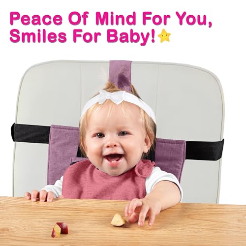 Image of Portable Baby Chair Strap - Travel Dining Seat Cover for Babies & Toddlers | Portable Baby Chair for Travel | Compact, Foldable Baby Seat Cover - Pink