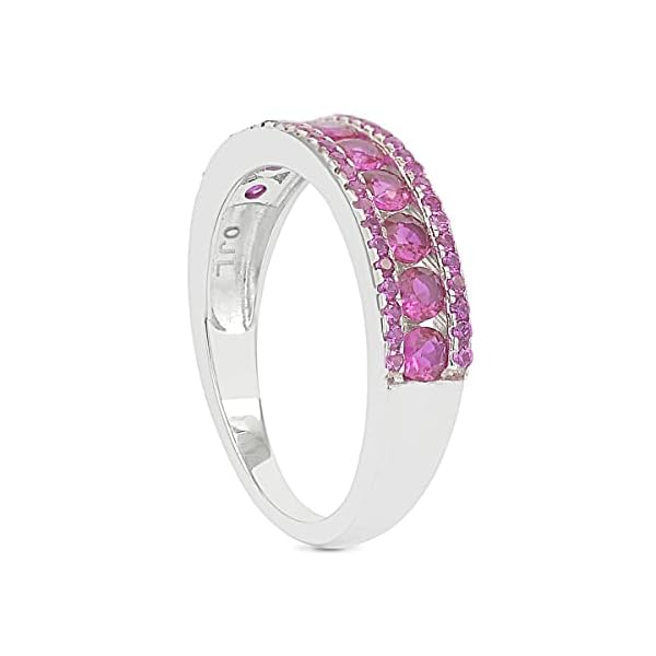 Ornate Jewels Pure 925 Sterling Silver Red Ruby & American Diamond Half Eternity Band Ring for Womens & Girls With Certificate of Authenticity & Hallmark - Image 6