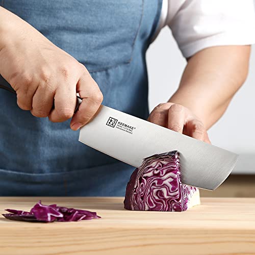 Keemake 7 Inch Nakiri Knife Japanese Chef Knife, Asian Vegetable Cleaver Kitchen Knife, German High Carbon Stainless Steel Usuba Knife, Multipurpose Kitchen Knife With Pakkawood Handle #TOP3