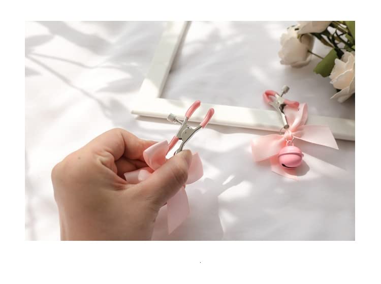 Verstelbare tepelklemmen met bel en strik (zwart) - Afbeelding 7