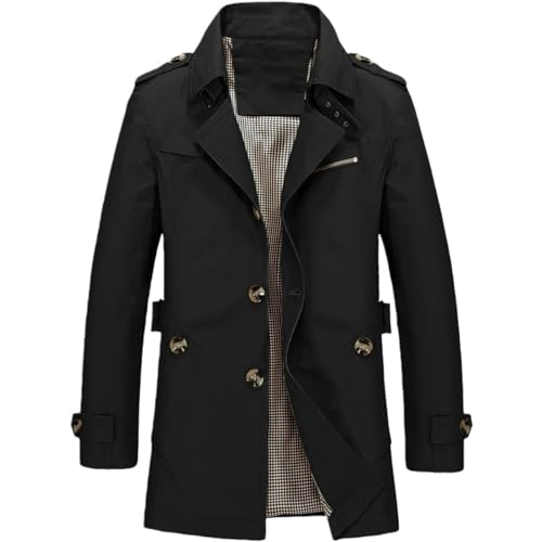 Vêtement de travail homme avec revers de costume trench mi-long noir épais taille L