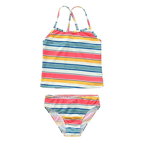 Image of Girls Two Piece Tankini Swimsuits Hawaiian Ruffle Bathing Suit Summer Beach Swimwear Set