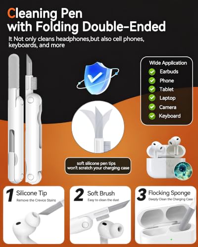 Image of Dual Safety Lock for AirPods Pro 3 Case 2025, Compatible with MagSafe - Designed with Automatic Switch and Phone Stand, Includes a Cleaner & Keychain - Rugged Tough Hard Shell