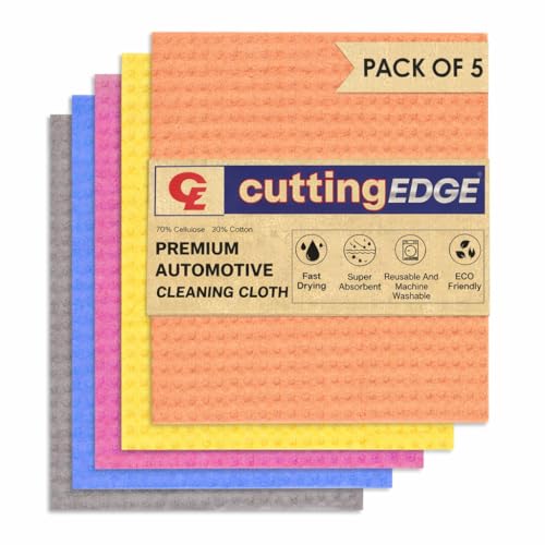 Image of Cutting EDGE Car & Bike Cleaning Sponge Set of 5, Reusable Absorbent Scratch Free Sponge for Car Wash & Detailing (Multicolor)