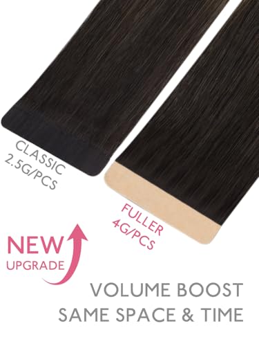 Image of WENNALIFE Fuller Tape in Hair Extensions Human Hair, 16 inch 20pcs 80g Balayage Dark Brown Mixed Chestnut Brown Remy Hair Straight Tape in Extensions Skin Weft Tape Ins Extensiones De Cabello Humano