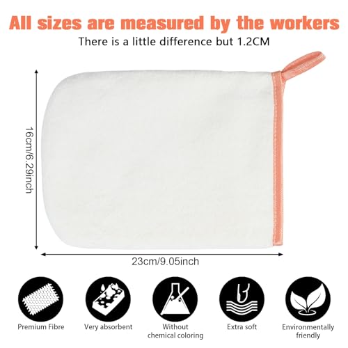 PHOGARY 4er-Set Waschhandschuhe Waschlappen 16x23cm, Korallenfleece Microfaser Waschhandschuh, Weich Waschlappen für Gesicht Körper, Weiß