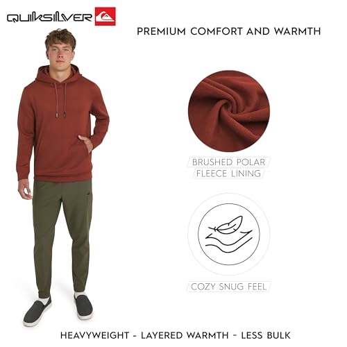 Image of Quiksilver Men's Regular Fit Active Performance Heavyweight Jacquard Mesh and Polar Fleece Pullover Hoodie (S-XL)