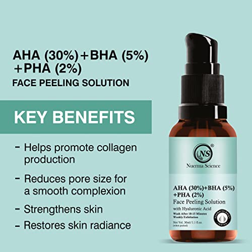 Image of Nuerma Science AHA 30% + BHA 5% + PHA 2% Face Peeling Solution Serum with Hyaluronic Acid| AHA BHA PHA Peel For Weekend Exfoliation| (30 ml)