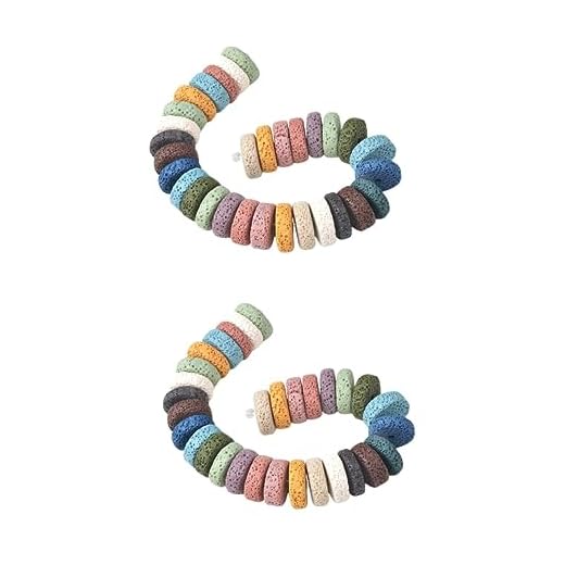 COHEALI 60 Peças De Contas De Pedra De De Rocha Vulcânica Acessórios De Ioga Difusor De Joias Coloridas Para Óleos Essenciais Gargantilha De Strass Colar Para Fazer Joias