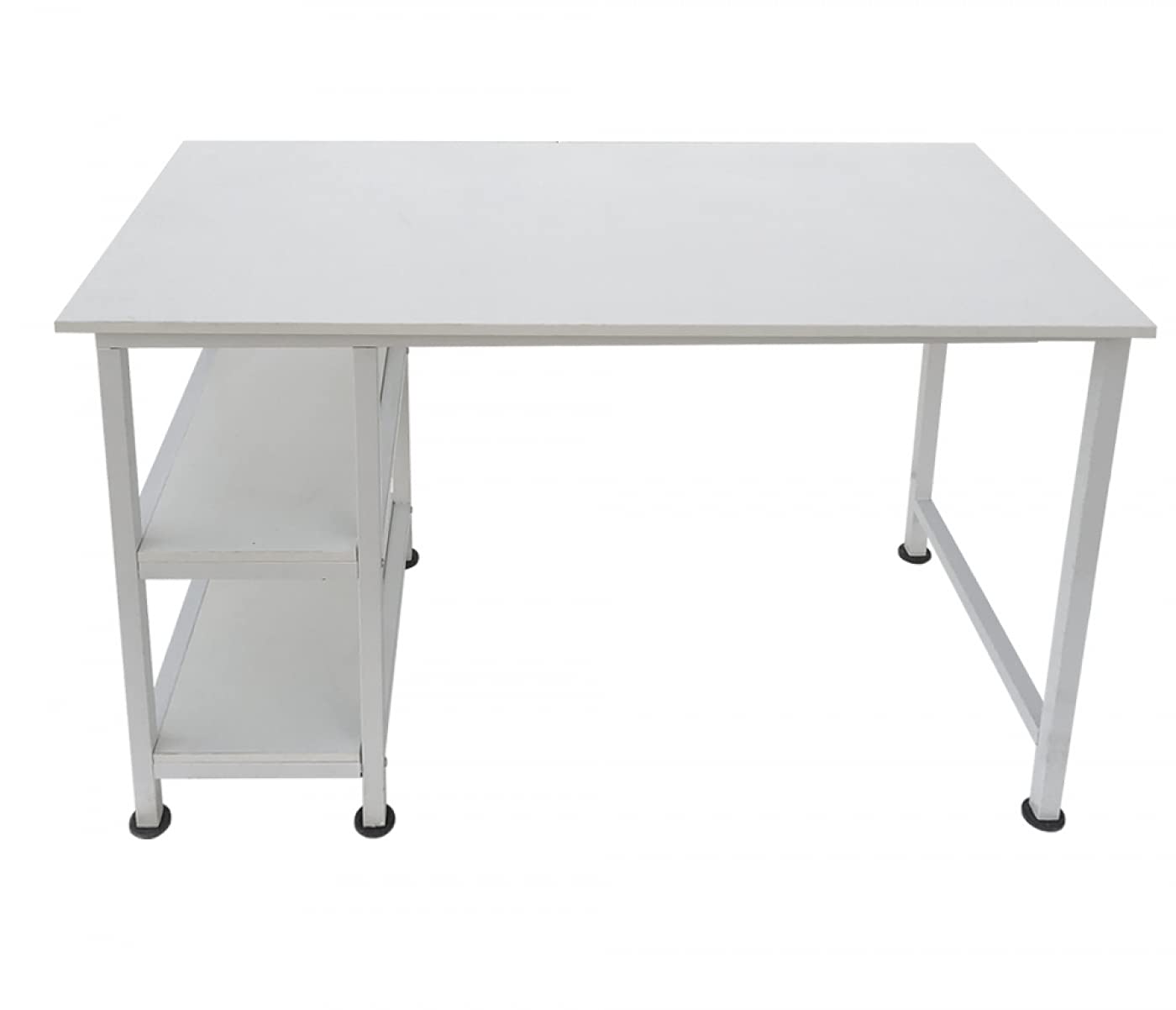 Scrivania per computer, con ripiani portaoggetti, in metallo bianco, larghezza 110 cm