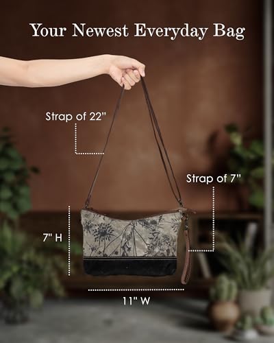 Image of Myra Bag Floral Purses for Women - Canvas Floral Purse with Genuine Leather Accents, Casual Everyday Women's Flower Bag