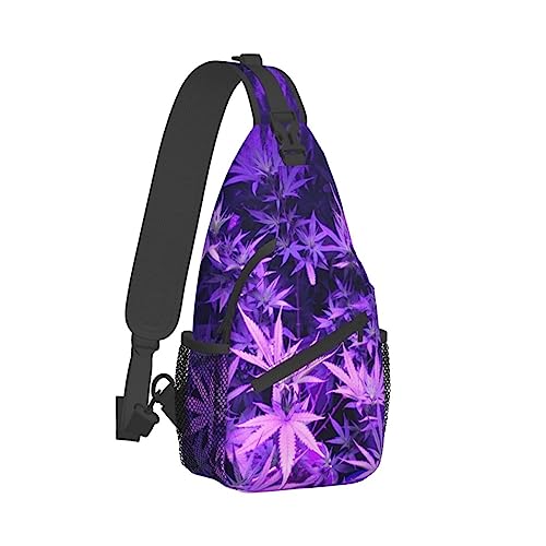 SEAEAGLE Purple Weed Marijuana Leaf Sling Backpack Travel Crossbody Casual Chest Shoulder Bag Fashion Fanny Pack2