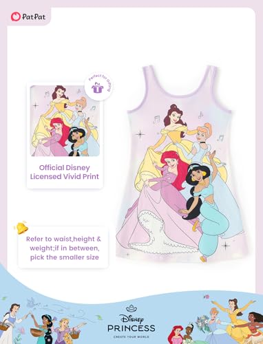 Image of Disney Stitch Princess Frozen Elsa Minnie Mouse Girls Tank Dress Sleeveless A-Line Sundress Summer Beach Clothes 2-9 Years