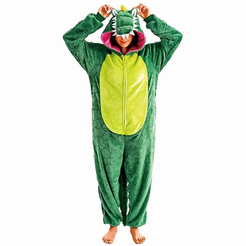 Pronzot Unisex Adult Crocodile Costume Onesie Animal Halloween Costume One Piece Cosplay Suit for Adults Flannel Hooded Sleepwear (US Alpha Small Regular Regular Crocodile)