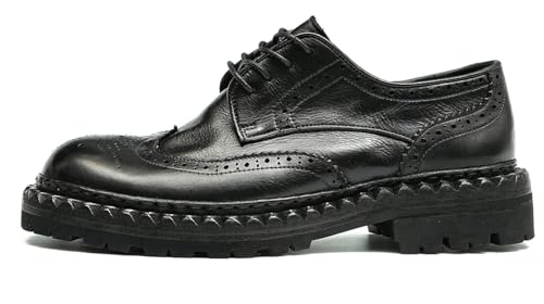 Santimon Men's Horsehide Wingtip Brogue Oxfords Dress Formal Shoes- Goodyear-Welt Leather & Rubber Sole, Full-Grain Cowhide Lining for Casual Business, Wedding & Events2