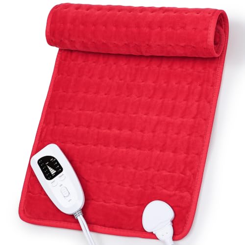 Image of Heating Pad,Electric Heating Pads,Heating Pad for Back,Red,24x12 Inch | Heating Pads for Shoulder,Neck,Abdomen,Knee,Arms,Legs,Heat Pad for Birthday Father Mother Gift Women Men,6 Heat Settings