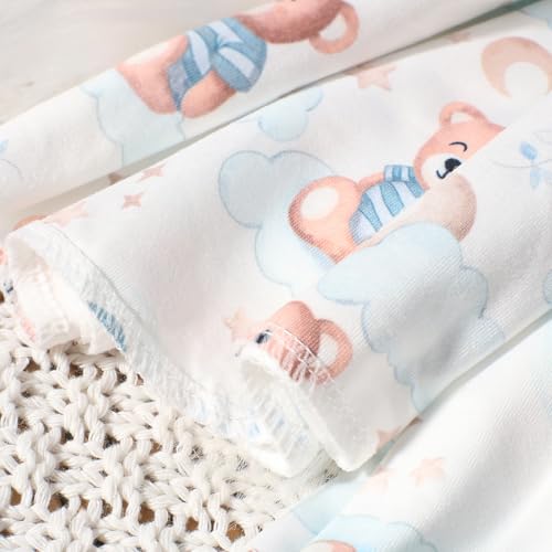 Image of Ylsteed Baby Swaddle Blanket and Headband Set, Newborn Receiving Blanket Swaddle Wrap for Girls and Boys, Swaddling Blankets Neutral for Newborn， Soft and Skin-Friendly 32 * 32 inches (Blue Bear)