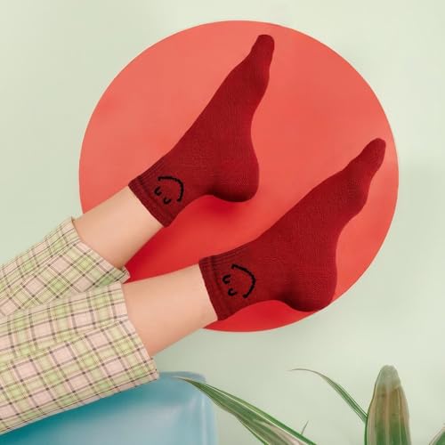 8 Pairs Happy Face Ankle Womens Crew Elastic Socks Length Aesthetic Cute Lightweight Low Cut Gifts for Women4