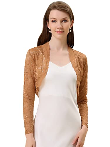 Image of Allegra K Women's Elegant Crop Cardigan Sheer Floral Lace Bolero Shrug Top