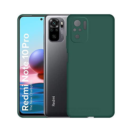 Image of Case Creation Liquid TPU Silicone Cover for Redmi Note 10 Pro Soft Case,Anti-Dirty Slim Case Frosted Matte Candy TPU Raised Bezel (Splash of Color) Back Case Cover for Redmi Note 10 Pro -Lake Green
