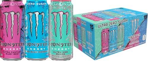 Monster Energy Ultra Variety Pack, Blue Hawaiian, Ultra Vice Guava,