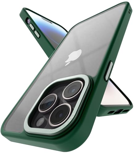 Image of Vaku Luxos Trans Armor for iPhone 14 Pro Case Cover, 6 Feet Drop, Metal Ring Camera Protection, Shockproof, Scratch Resistant, Slim, Compatible with iPhone 14 Pro Back Cover - Green