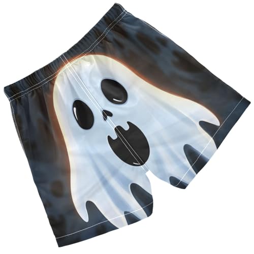 Pigsaly Boys' Swim Board Shorts Halloween Scary White Ghost Boy's Swim Trunks Kids Swimwear S2