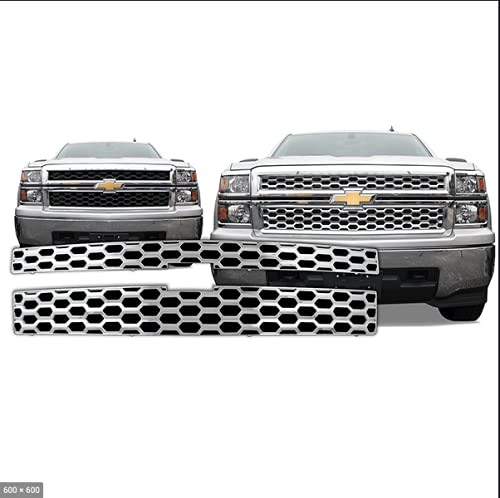 Qaa Is Compatible With 2014-2015 Chevrolet Silverado 1500 1Wt, 2Wt, Lt Only 2 Piece Chrome Plated Abs Plastic Grill Overlay, Insert Sgc54184 #TOP1