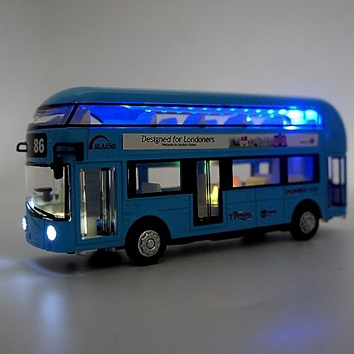 Image of DEUSON ECOM Diecast Metal Bus Toys for Kids Double Decker London Bus Light & Music Open Door