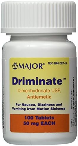 Driminate Generic for Dramamine Motion Sickness 50 mg Anti Nausea 100 count