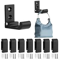 Fatiya 9 Pieces Wall Mounted Folding Coat Hooks with Screws, Aluminum Alloy Foldable Flip Drop Down Hook, Heavy Duty Folding Wall Hanger Holder for Hanging Coats Keys Backpack Bags Purse (Black)