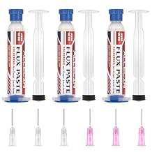 No Clean Soldering Flux 558 10CC 10mL Lead-Free Less-Smoke Rosin Solder Fluxes Paste Syringe for Electronics 10 milliliters with Needle Dispensing Tool Pack of 3Pcs