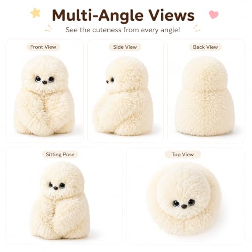 Image of MONEX Garments Cute Fluffy Plush Toy Set for Kids, Soft Kawaii Stuffed Animal Doll for Bedroom Decor & Gift, Purple Pink White Plushies