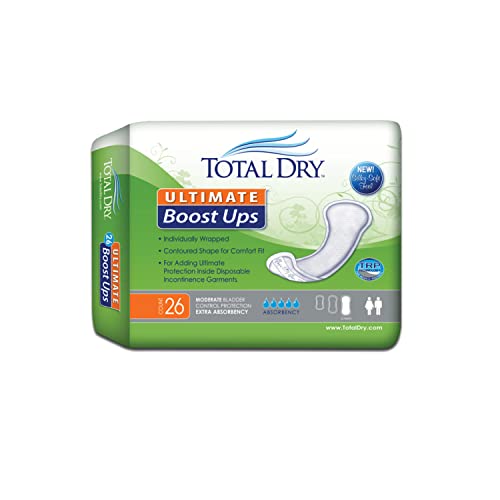 TotalDry Ultimate Boost Ups - Incontinence Booster Pads for Women & Men - Extra Absorbent FSA HSA Approved Adult Disposable Bladder Control Protection Garments - Comfortable Contour Shaped (104 Pcs)