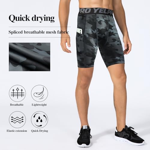 Yuerlian Compression Shorts Men with Pocket Spandex Sport Shorts Athletic Workout Running Performance Baselayer Underwear4