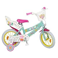TOIMSA Kinderfahrrad Peppa Pig 14 Zoll mit Stützrädern Korb Puppensitz Alter 4-6 Jahre