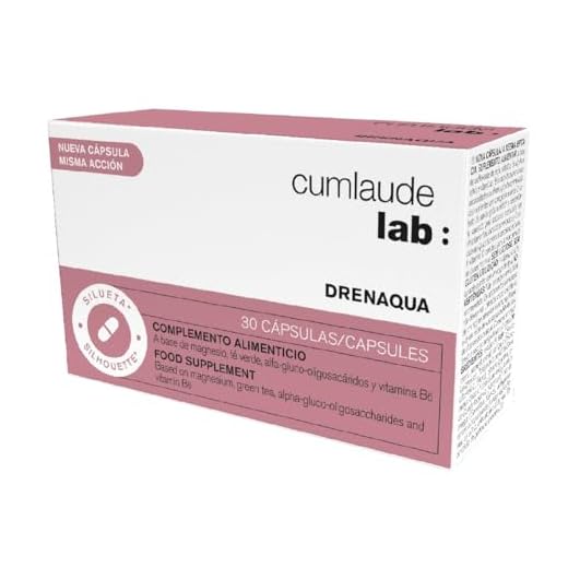 Cumlaude Lab Drenaqua - Complemento Alimenticio Diurético para la Retención de Líquidos - con Té Verde, Prebióticos, Magnesio y Vitamina B6 - 1 Pack ( 30 Cápsulas)