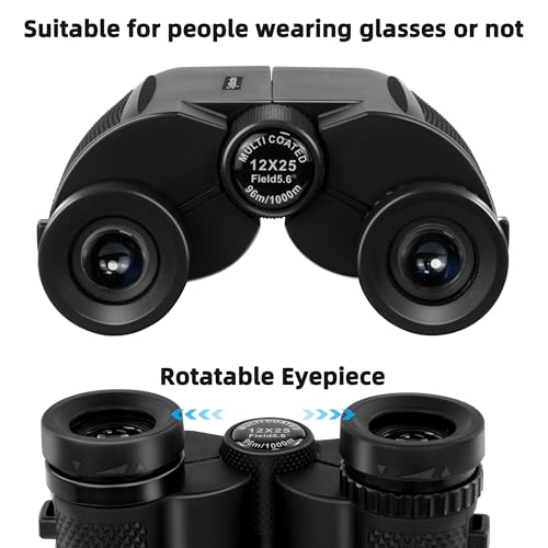 Image of Binoculars for Adults and Kids, 12x25 Compact Binoculars for Bird Watching | Easy Focus for Travel, Cruise Ship, Concerts, Outdoor Hunting, Sports Games and Sightseeing