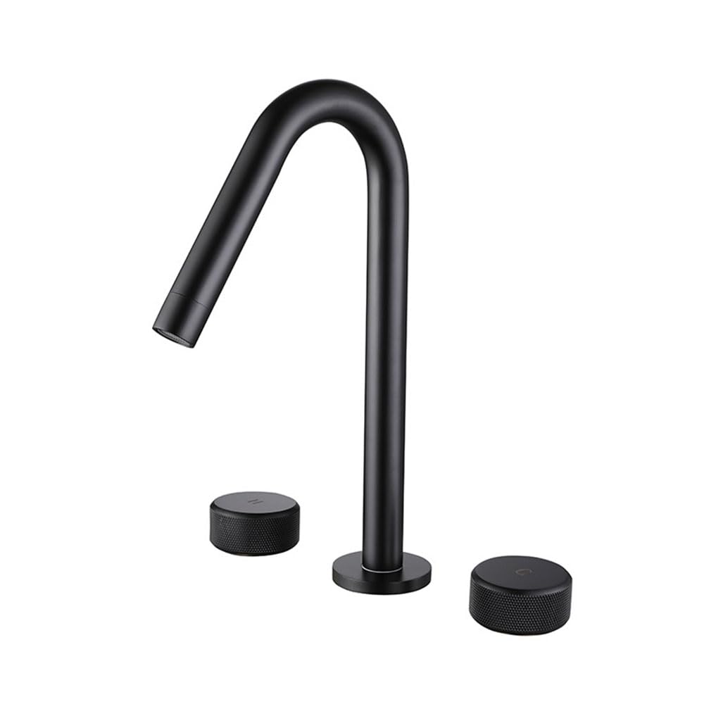 Grifo de lavabo con doble maneta de latón gris y control térmico independiente 4